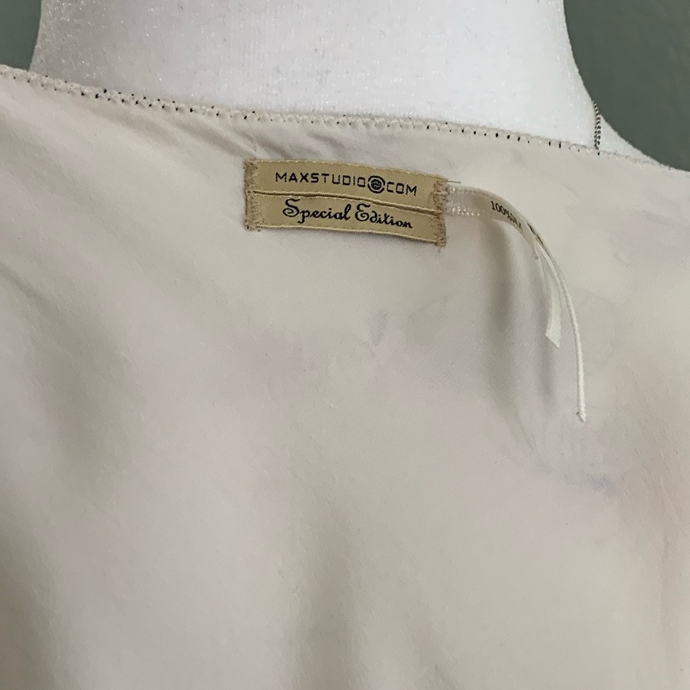 Vintage Max Studio Elegant Floral Top Embellished Straps Silk Sequins Size M - Picture 9 of 9
